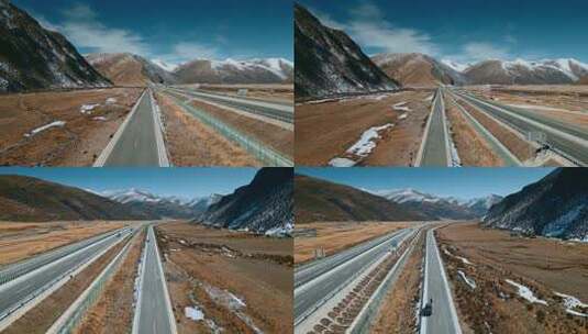 西藏旅游风光318国道林拉高速公路并行高清在线视频素材下载