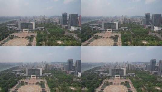 航拍广西柳州市政府市民广场高清在线视频素材下载