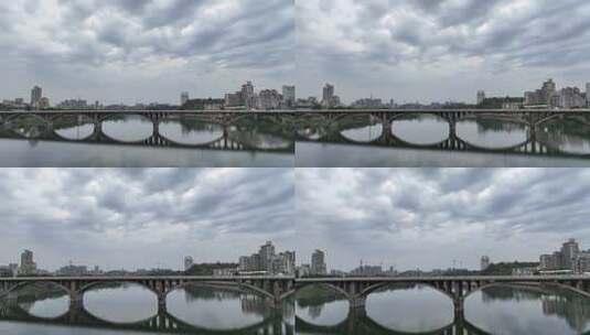 内江西林大桥航拍沱江桥梁道路车辆车流交通高清在线视频素材下载