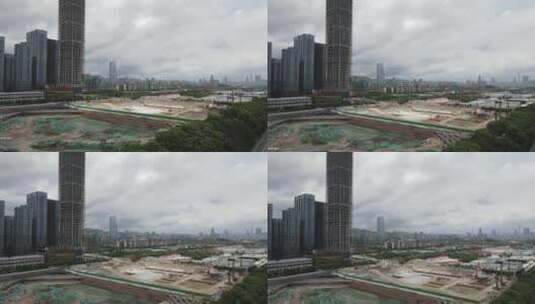 深圳滨海大道超级总部基地建筑工地航拍高清在线视频素材下载