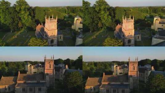 航拍英国利迪亚德公园中世纪古堡城堡遗址高清在线视频素材下载