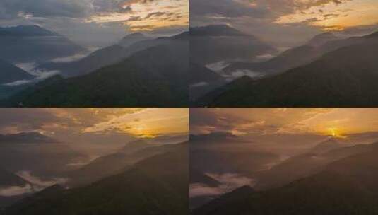 西藏墨脱背崩 雅鲁藏布大峡谷 日出晨雾云海高清在线视频素材下载
