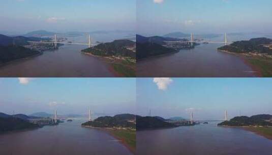 福州长门特大桥航拍全景下降上摇高清在线视频素材下载