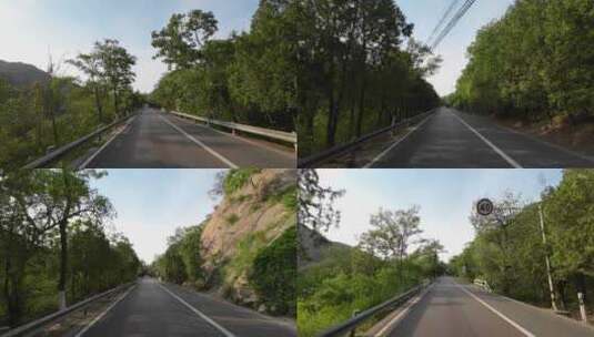 开车行驶在森林山路中  开车自驾第一视角高清在线视频素材下载