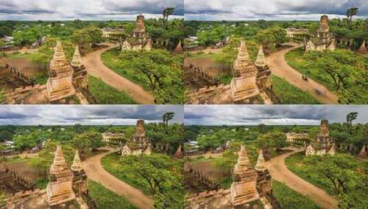 缅甸郊外风景-古建筑-风景-延时-航拍高清在线视频素材下载