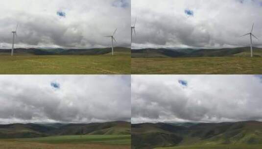 内蒙古生态修复土地复垦风力发电高清在线视频素材下载