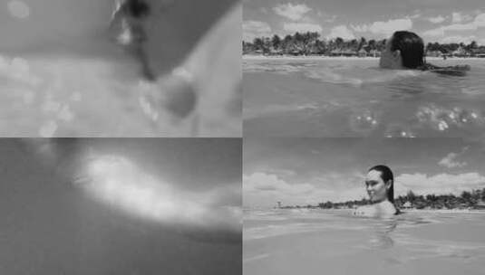 比基尼美女海边游泳漫步高清在线视频素材下载