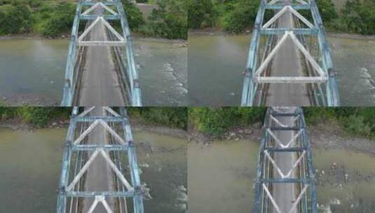 金属桁架桥的空中俯视图高清在线视频素材下载