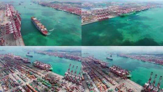 港口邮轮 海运物流 集装箱货运高清在线视频素材下载