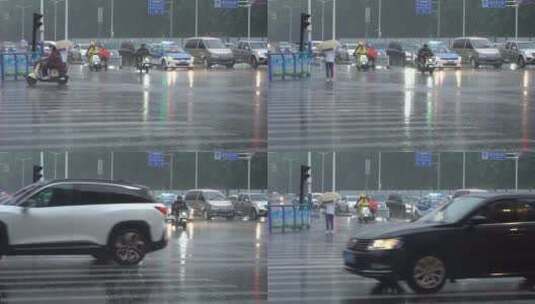 雨天 下雨 城市风光 写意 台风 雨中景色高清在线视频素材下载