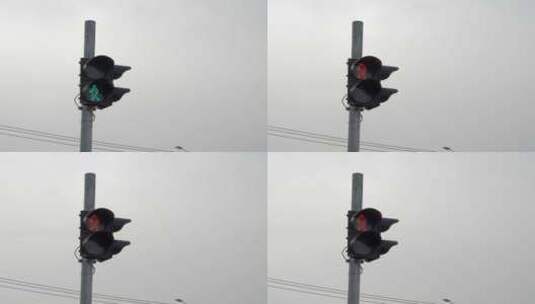 红绿灯交通信号灯红灯变绿灯道路信号灯变化高清在线视频素材下载