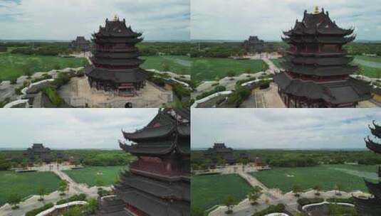 苏州重元寺水月观音美景航拍（阳澄湖）高清在线视频素材下载