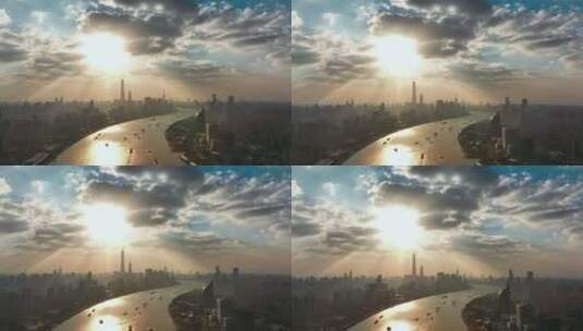 上海杨浦大桥绿之丘航拍高清在线视频素材下载