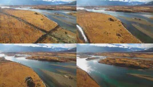 航拍西藏林芝雅尼湿地尼洋河雅鲁藏布江大地高清在线视频素材下载