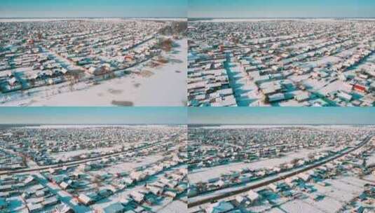 阳光明媚的冬日延时摄影Dronelapse超延时摄影高清在线视频素材下载