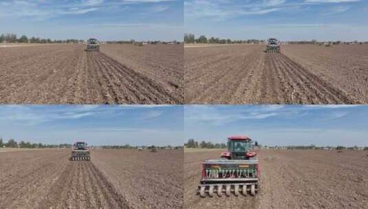 耕种机械播种小麦玉米农忙土地农村高清在线视频素材下载