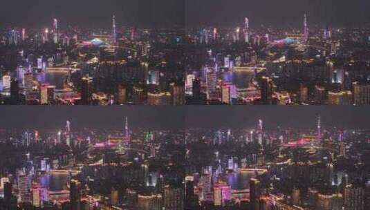 中长焦航拍广州夜景高清在线视频素材下载