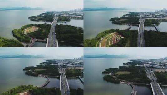 广东深圳后海大桥航拍高清在线视频素材下载