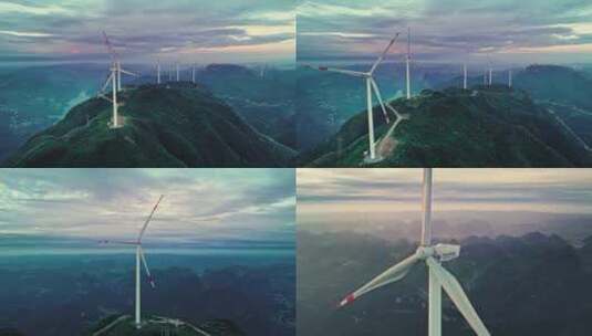 4k 航拍风力发电场大风车高清在线视频素材下载