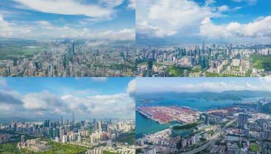 深圳城市蓝天白云宣传片延时合集4K高清在线视频素材下载