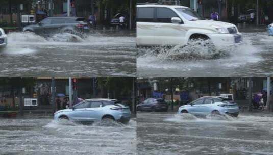 西安突发暴雨路面积水严重高清在线视频素材下载