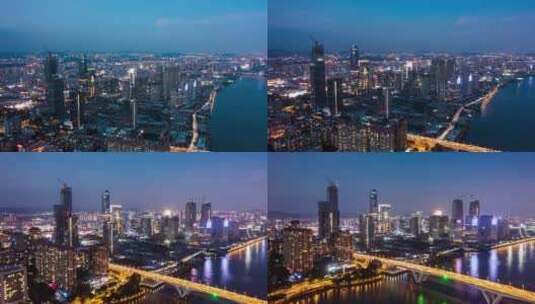 广州金融城琶洲大桥夜景延时4k高清在线视频素材下载