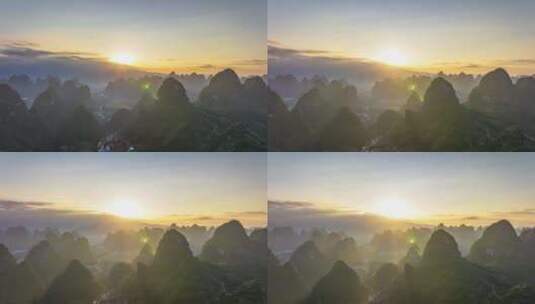 广西桂林乡村晨光日出高清在线视频素材下载