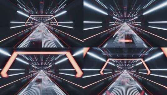 红色未来感科技隧道3D渲染高清在线视频素材下载