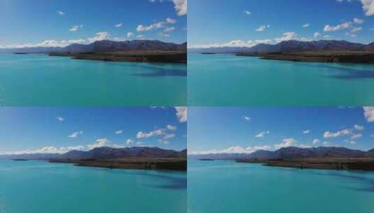 蓝天白云下的天然湖泊高清在线视频素材下载