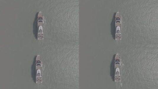 厦门市鹭江道双子大厦轮渡码头鼓浪屿航拍船高清在线视频素材下载