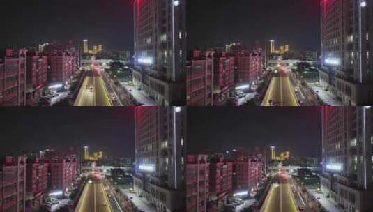 珠海港三路港昌路夜景航拍高清在线视频素材下载