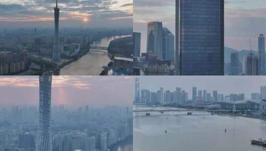 航拍广东广州广州塔城建风光高清在线视频素材下载