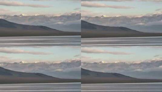 航拍赛里木湖与天山高清在线视频素材下载