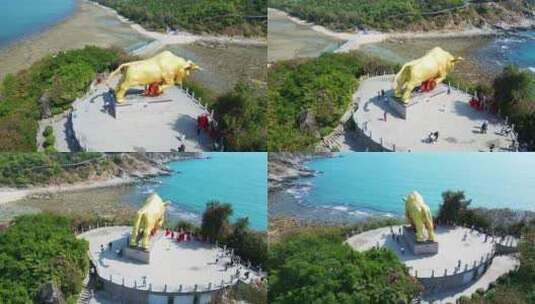 海南三亚西岛蓝天白云下的牛王岭岛屿风景高清在线视频素材下载