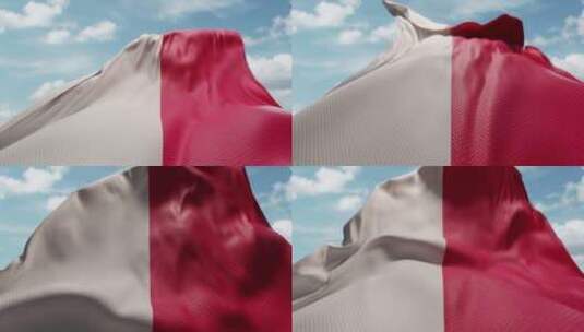 波兰波浪旗在风中缓慢飘扬挥舞着官方波兰国高清在线视频素材下载