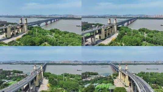 南京长江大桥航拍高清在线视频素材下载
