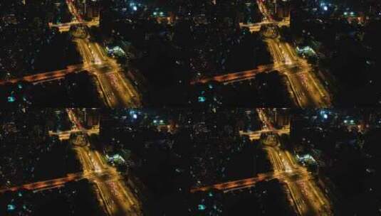 杭州拱墅区环城北路中河立交桥夜景车流延时高清在线视频素材下载