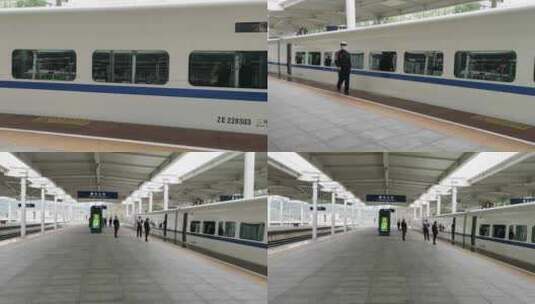 高铁动车经停重庆北站上下客实拍高清在线视频素材下载