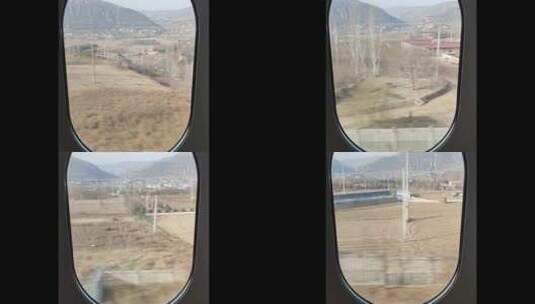 运行在黄土高原上的动车高铁内部视角高清在线视频素材下载