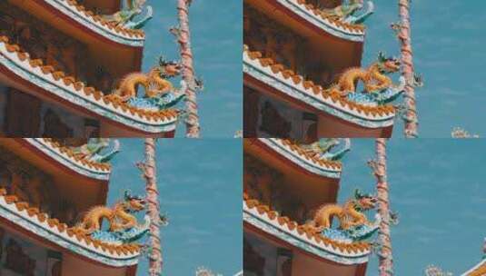 泰国邦盛中国寺庙建筑外观高清在线视频素材下载