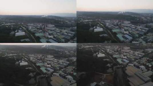 台湾桃园工业区鹿珠区回拉无人机景观高清在线视频素材下载