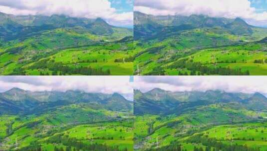 4k风景航拍瑞士的夏天绿色治愈风景高清在线视频素材下载