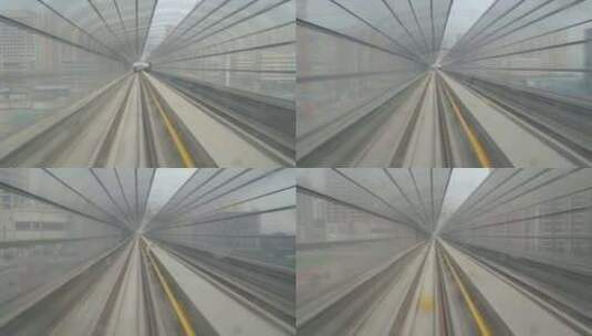 城市轨道交通行驶的轻轨列车隧道高清在线视频素材下载