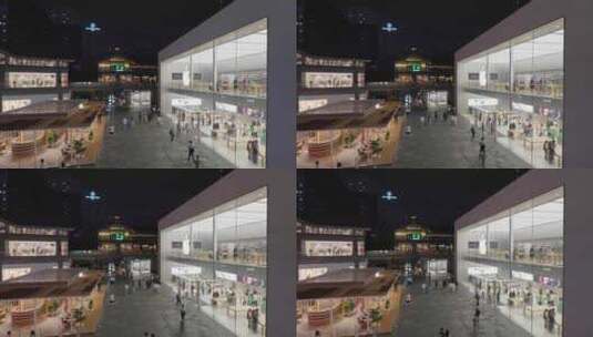 成都太古里商业街步行街购物中心夜景实时高清在线视频素材下载