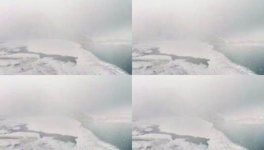 新疆南疆风光喀湖下雪航拍高清在线视频素材下载