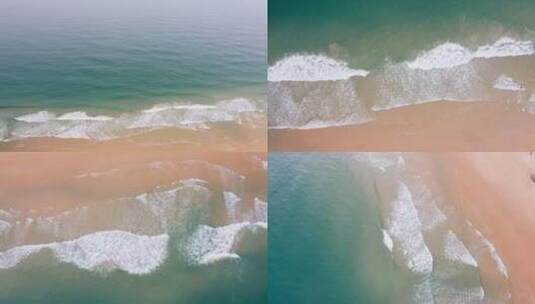 航拍海滨沙滩海浪-广东阳江海陵岛十里银滩高清在线视频素材下载