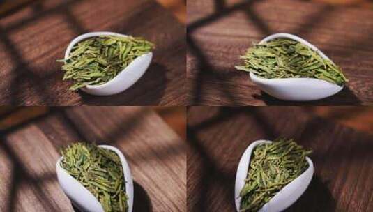 旋转的龙井茶叶传统文化茶道茶文化高清在线视频素材下载