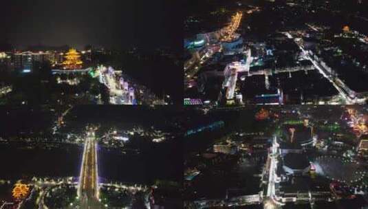 广西桂林城市大景夜景航拍高清在线视频素材下载