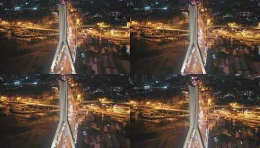 广州鹤洞大桥夜景航拍素材高清在线视频素材下载