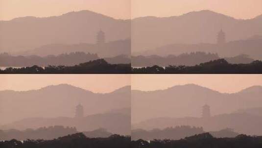 杭州西湖雷峰塔晨曦风景高清在线视频素材下载